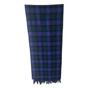 Blue, Green & Red Plaid Scarf with Fringe Ends